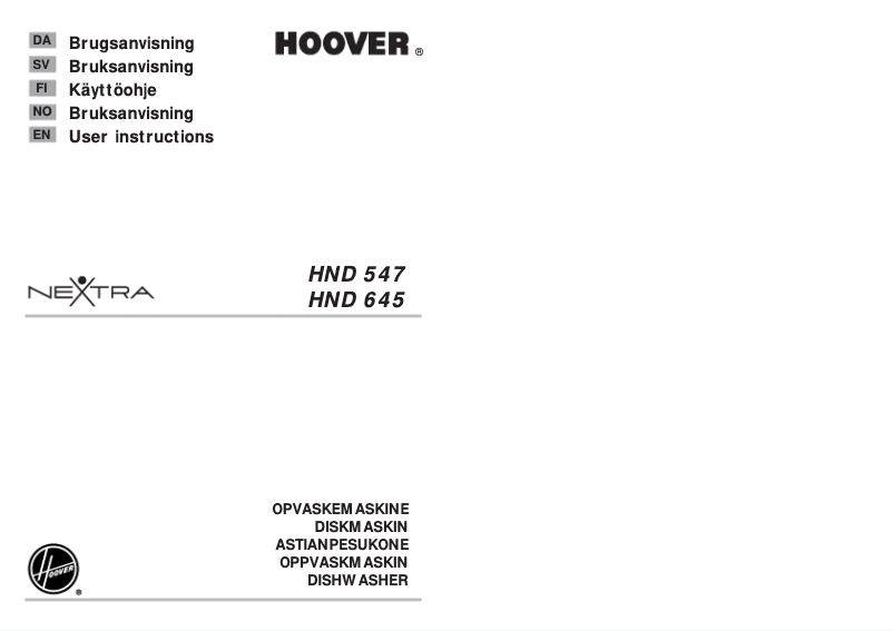 Page n°1 - Manuel utilisateur Hoover HND 645-86