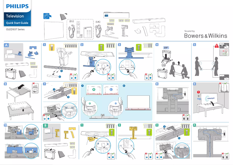 Page 1 de la notice Guide de démarrage rapide Philips 77OLED937