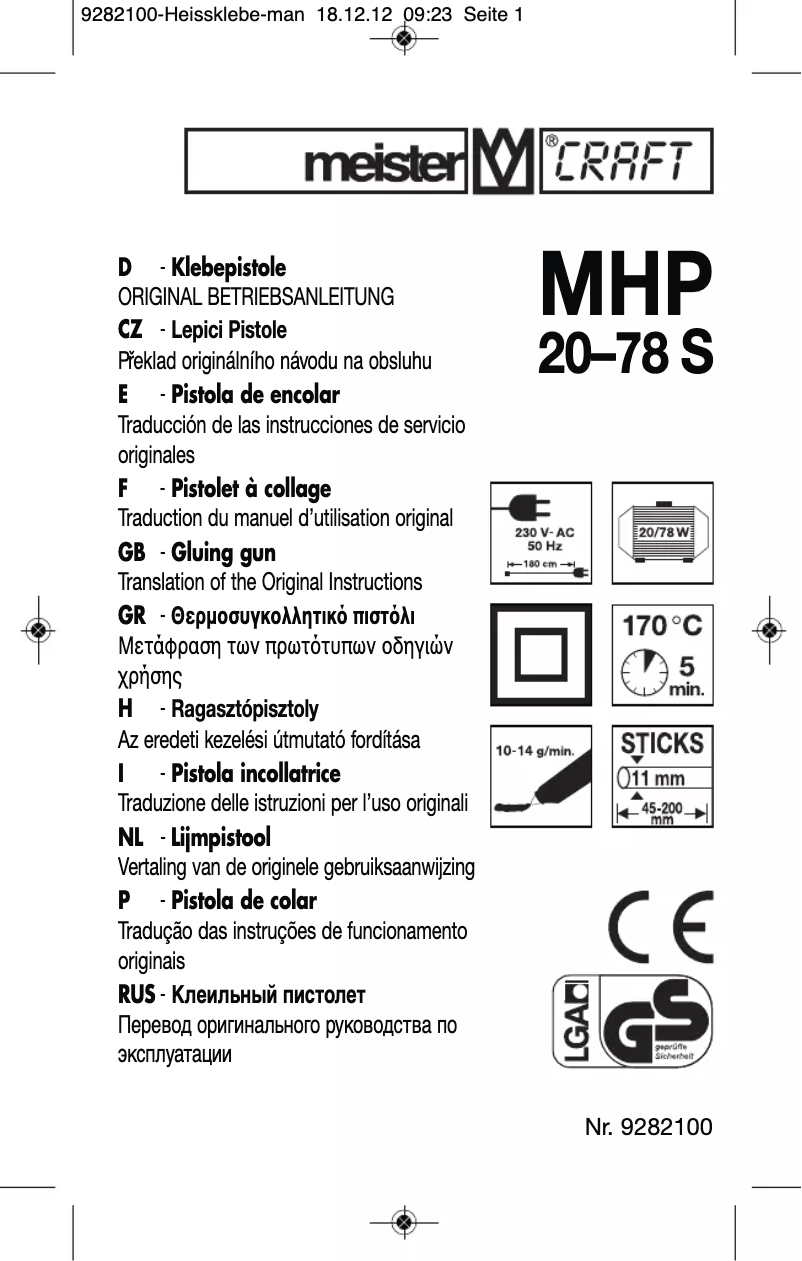 Image de la première page du manuel de l'appareil MHP 20–78 S