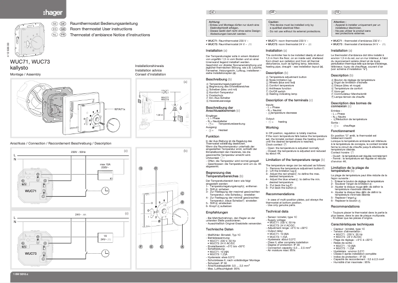 Page n°1 - Manuel utilisateur Hager WUC73