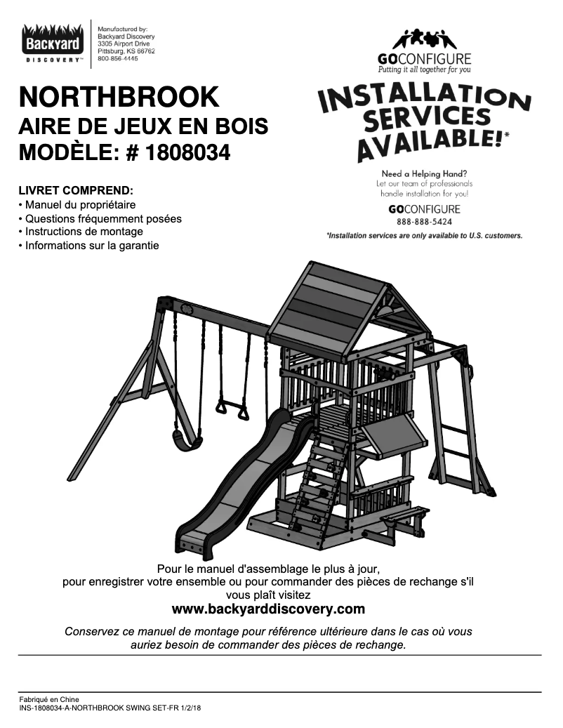 Page n°1 - Manuel utilisateur Backyard Discovery Northbrook