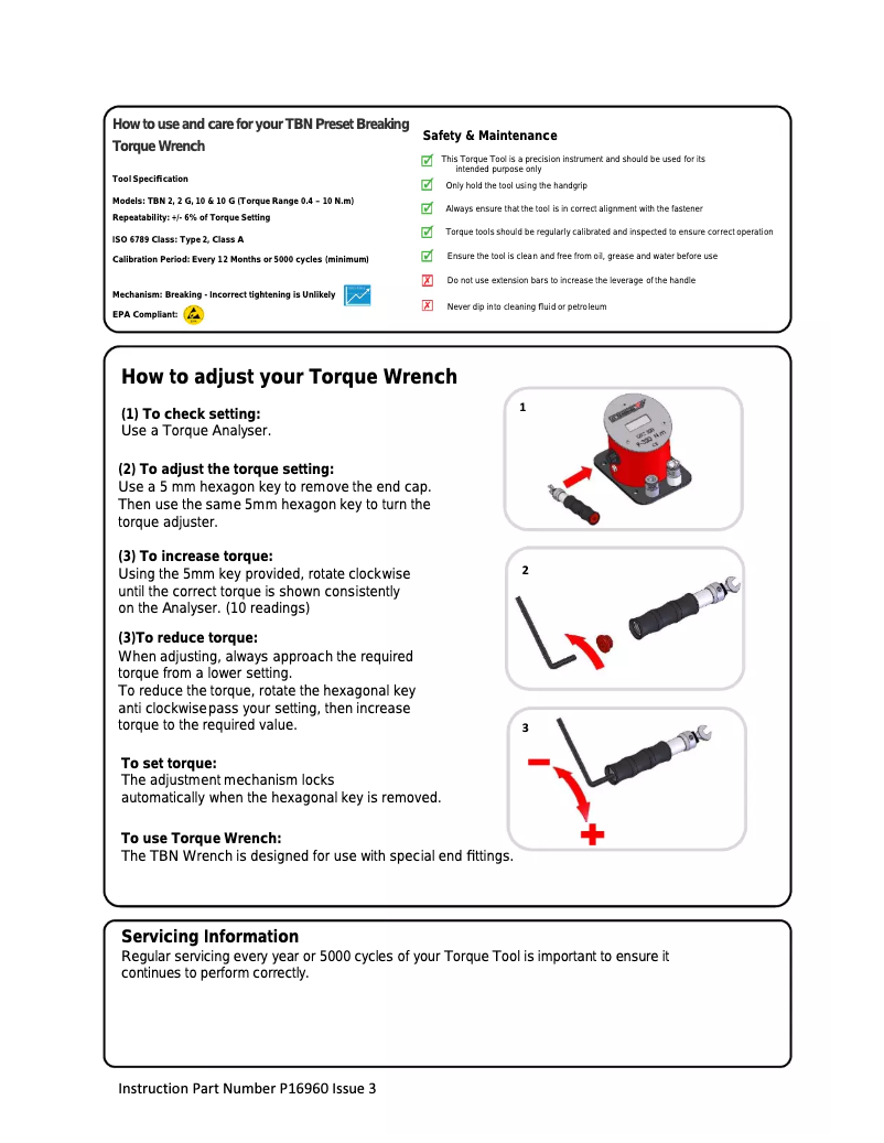Page n°1 - Manuel utilisateur Gedore TBN 10