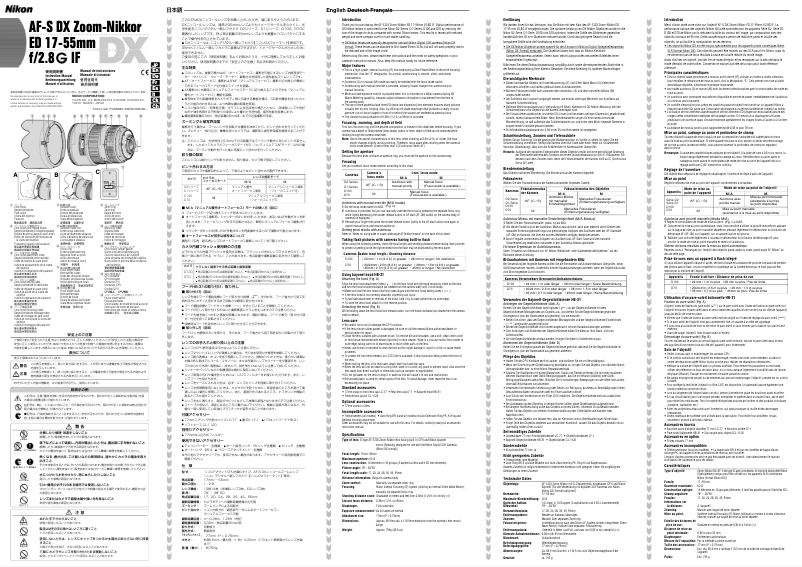 Page 1 de la notice Manuel utilisateur Nikon AF-S 17-55mm f/2.8G ED IF DX