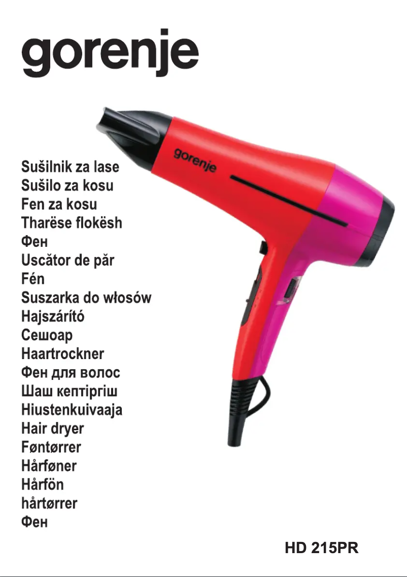 Page 1 de la notice Manuel utilisateur Gorenje HD215PR
