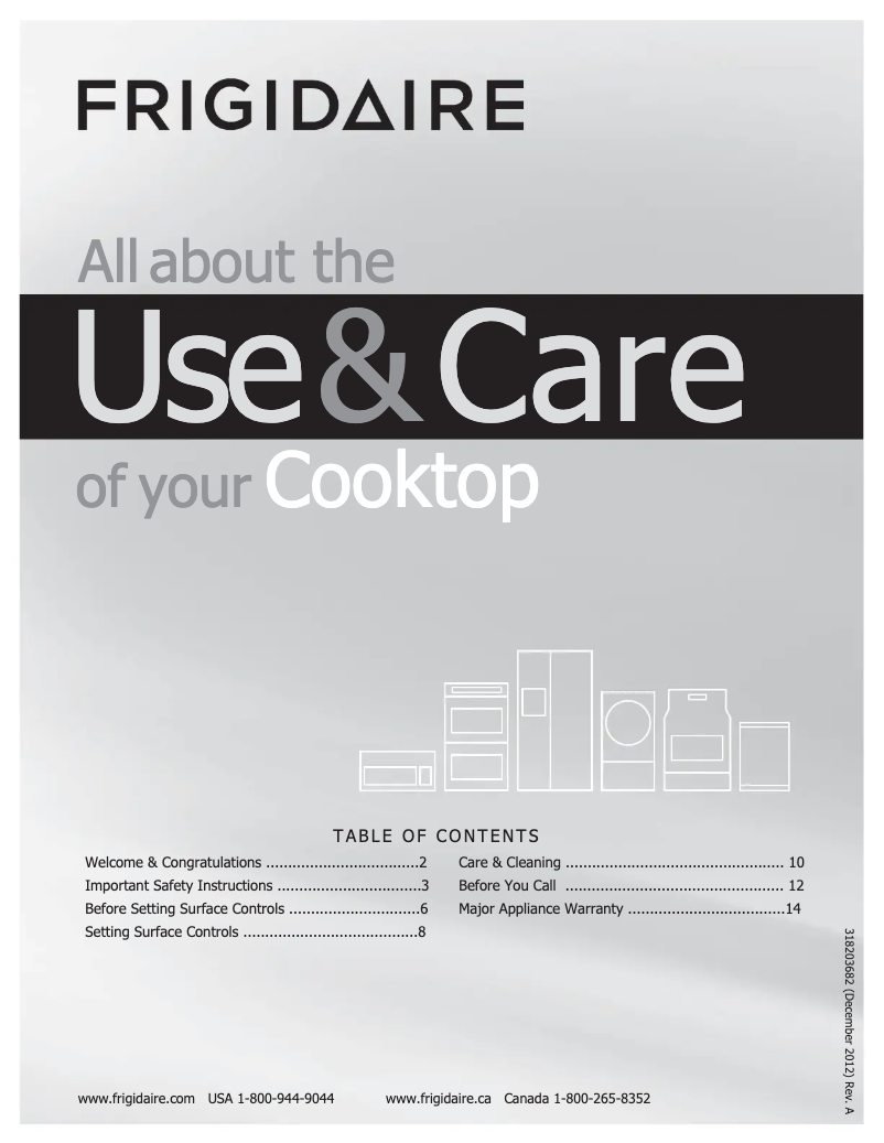 Page 1 de la notice Manuel utilisateur Frigidaire FPGC3087MS