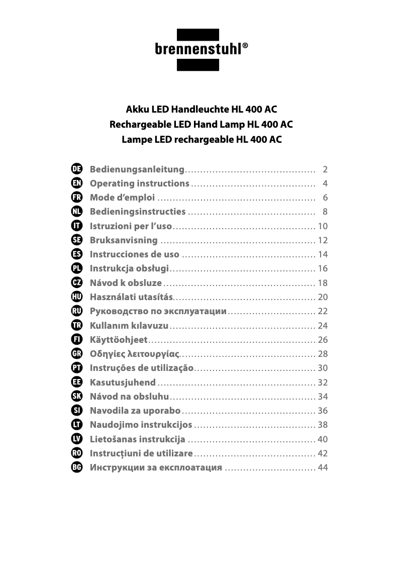 Image de la première page du manuel de l'appareil HL 400 AC