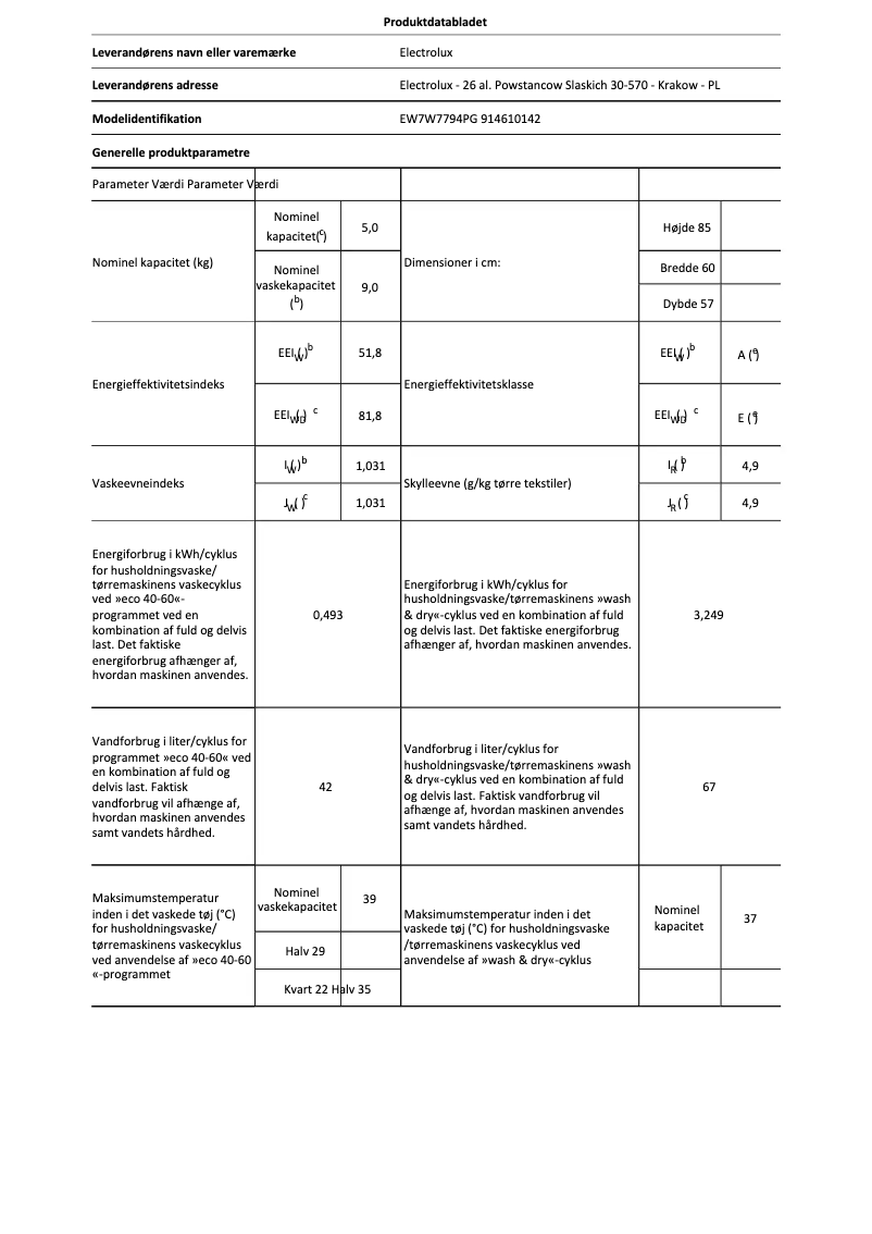 Page 1 de la notice Manuel utilisateur Electrolux EW7W7794PG