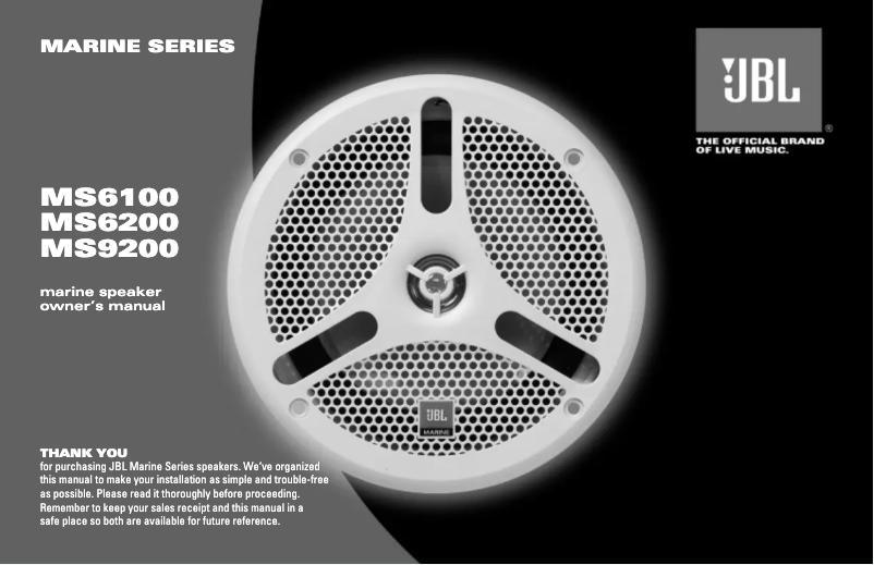 Page 1 de la notice Manuel utilisateur JBL MS9200