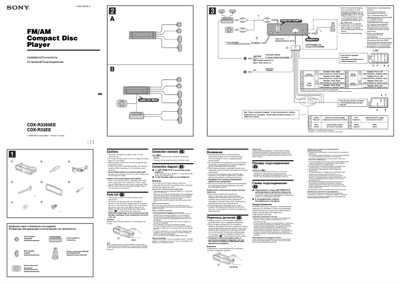Page n°1 - Guide d'installation Sony CDX-R3350EE