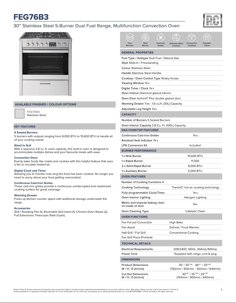 Image de la première page du manuel de l'appareil FEG76B3