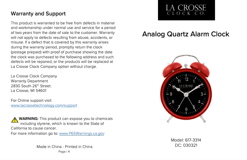 Page 1 de la notice Manuel utilisateur La Crosse Technology 617-3314