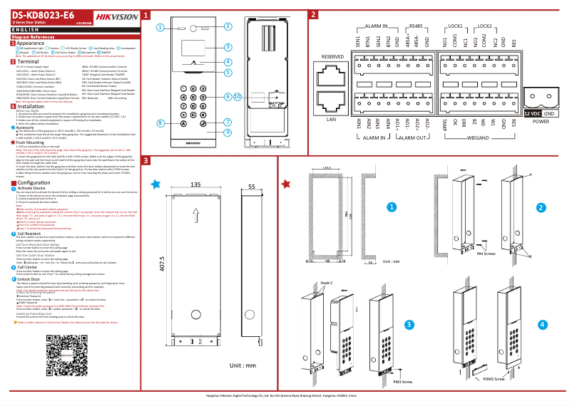 Imagen de la primera página del manual del dispositivo DS-KD8023-E6