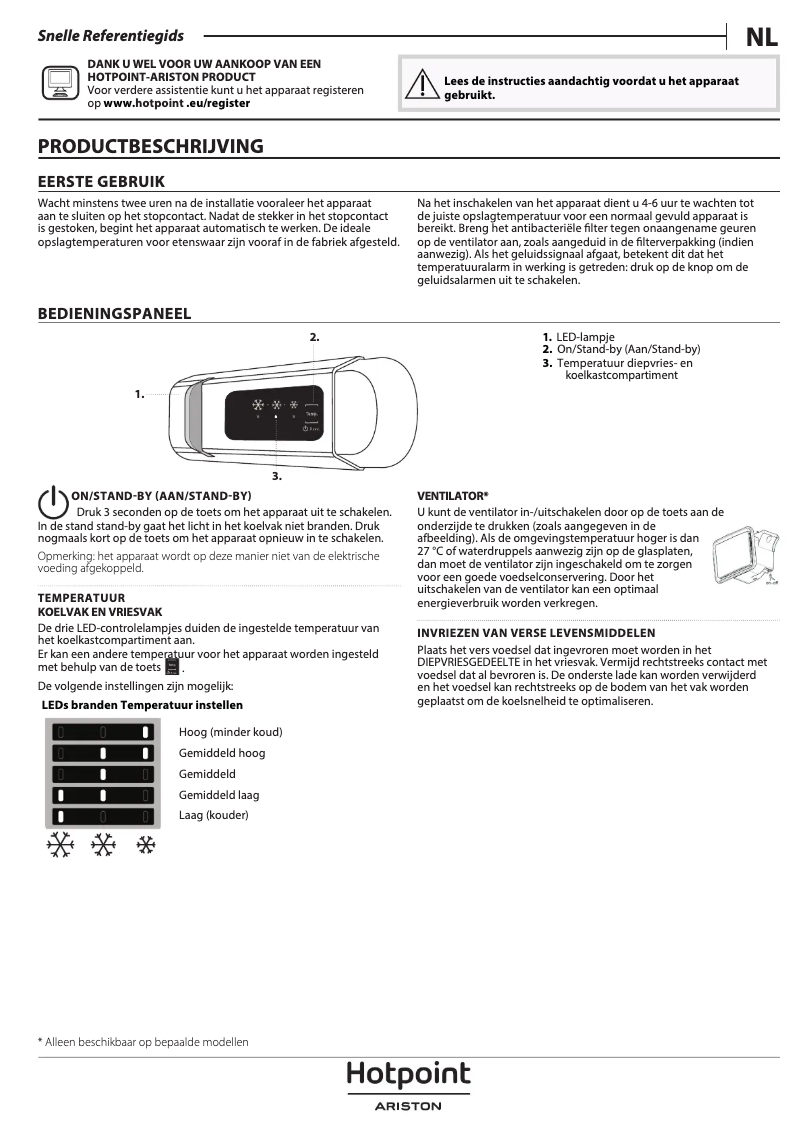 Page 1 de la notice Manuel utilisateur Hotpoint BCB 70301 AA