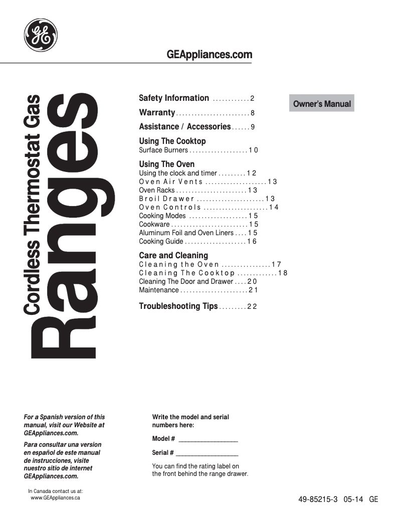 Page n°1 - Manuel d'utilisation et d'entretien Hotpoint RGB518PCHCT