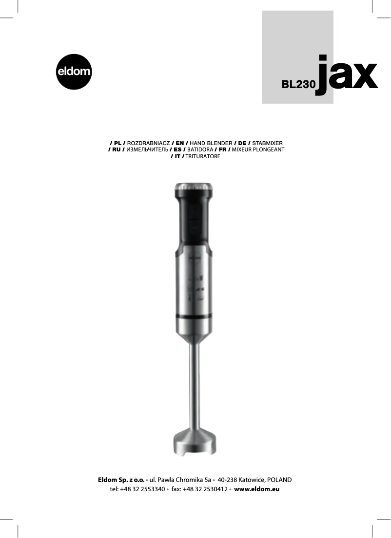 Page 1 de la notice Manuel utilisateur Eldom Jax BL230