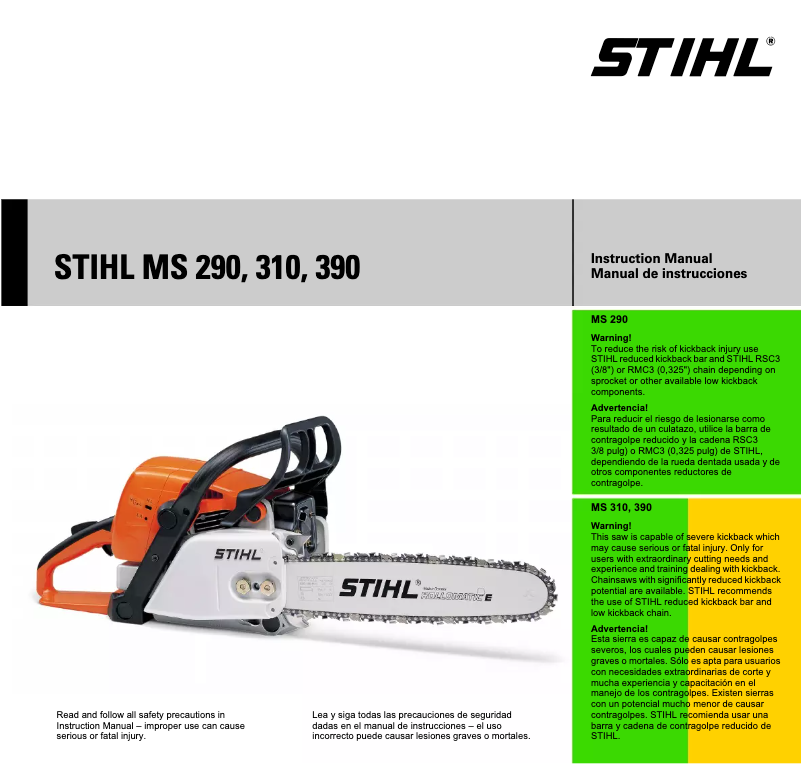 Page 1 de la notice Manuel utilisateur Stihl MS 310