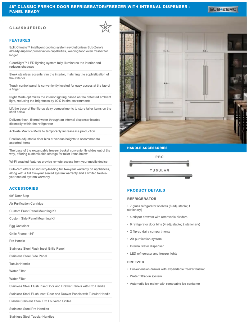 Page n°1 - Manuel utilisateur Sub-Zero CL4850UFDIO