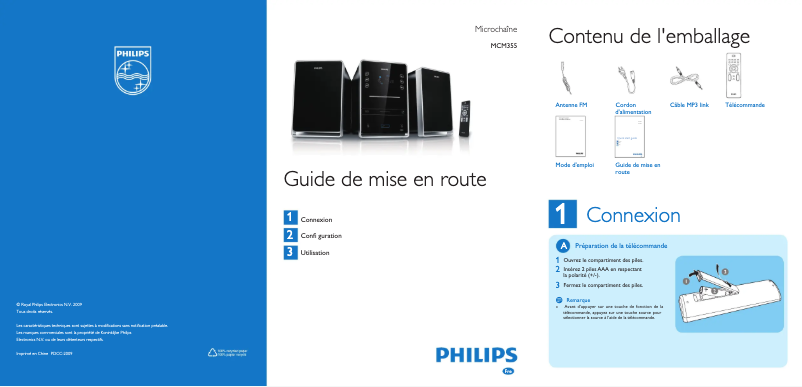 Página 1 del manual Guía de inicio rápido Philips MCM355