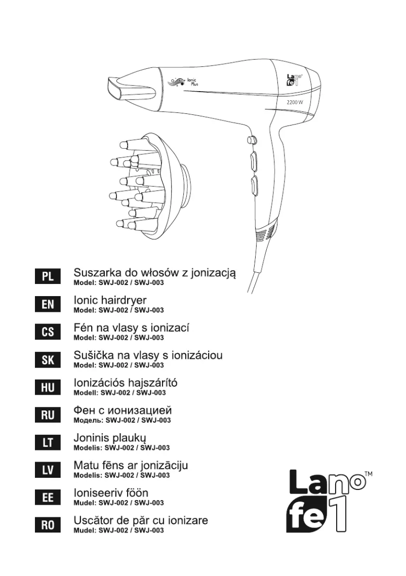 Page 1 de la notice Manuel utilisateur Lafe SWJ-002