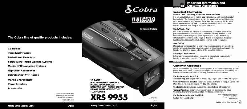 Página 1 del manual Manual de usuario Cobra XRS 9960G