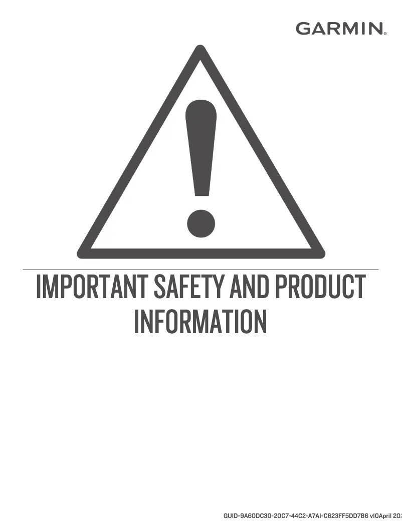 Page n°1 - Instructions de sécurité Garmin Forerunner 955