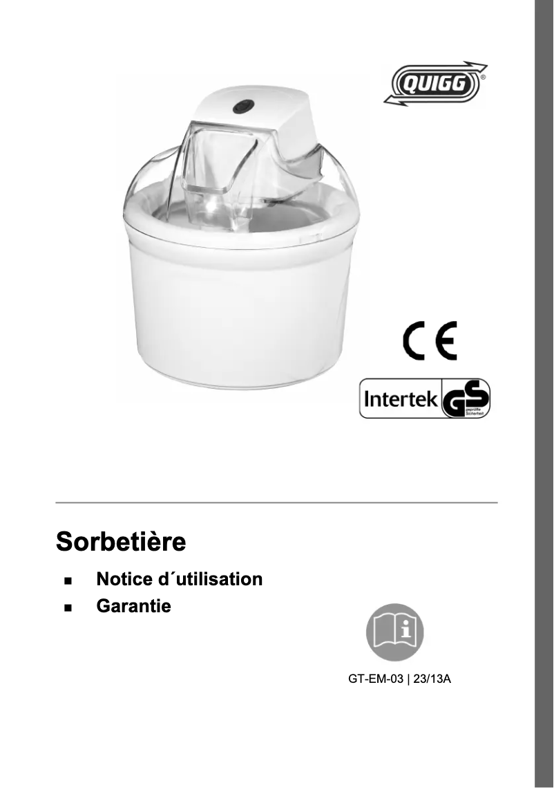 Page 1 de la notice Manuel utilisateur Quigg GT-EM-03