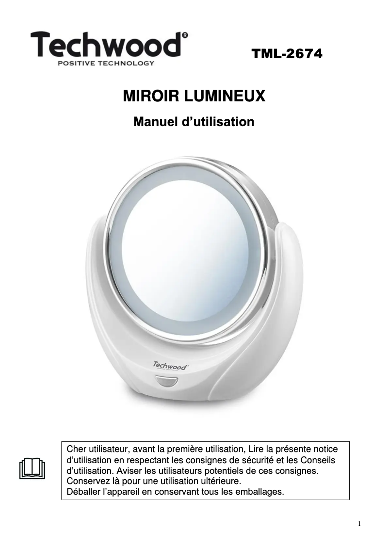 Page 1 de la notice Manuel utilisateur Techwood TML-2674