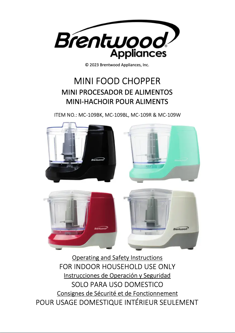 Image de la première page du manuel de l'appareil MC-109W