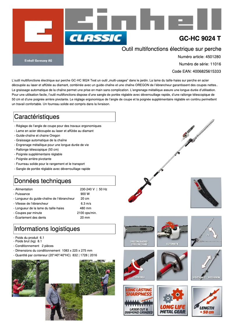 Image de la première page du manuel de l'appareil GC-HC 9024 T