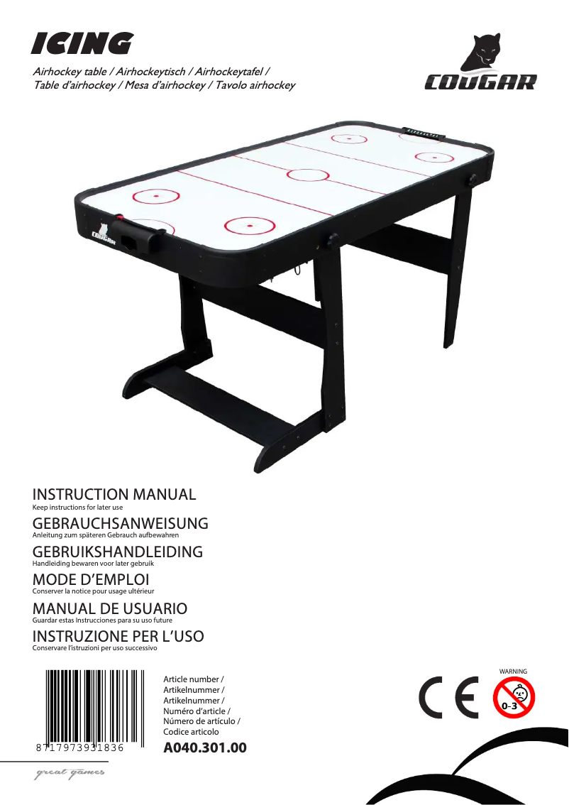 Page 1 de la notice Manuel utilisateur Cougar Icing