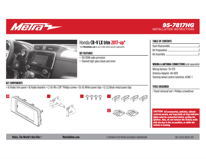Page n°1 - Mode d'emploi Metra 95-7817HG