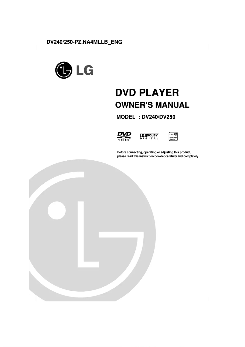 Page n°1 - Manuel utilisateur LG DV250