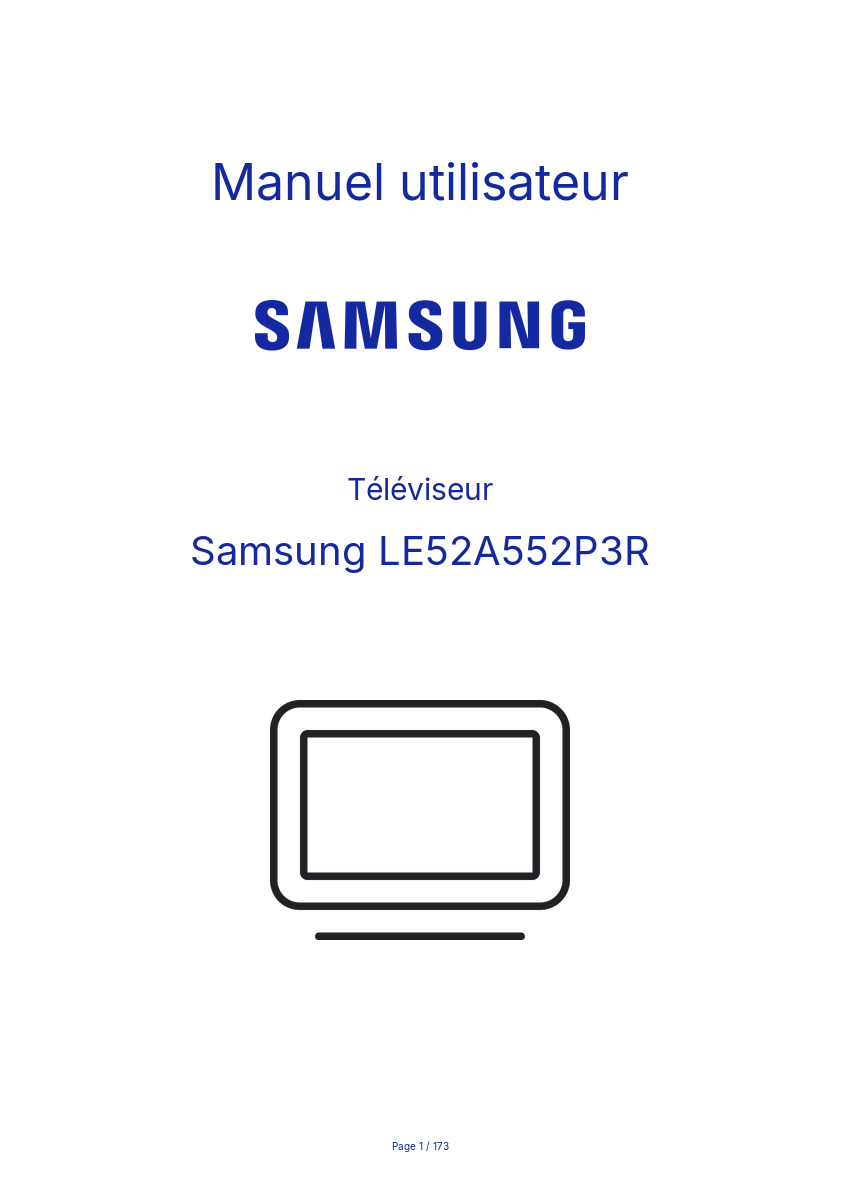 Page n°1 - Manuel utilisateur Samsung LE52A552P3R