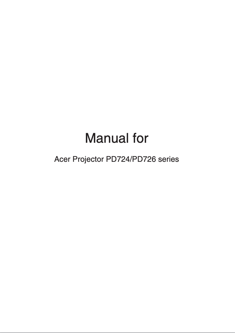 Page n°1 - Manuel utilisateur Acer PD726