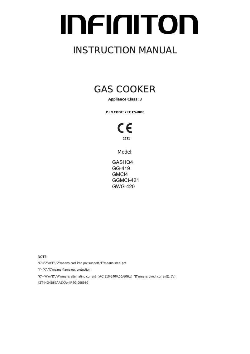 Page 1 de la notice Manuel utilisateur Infiniton GMCI4