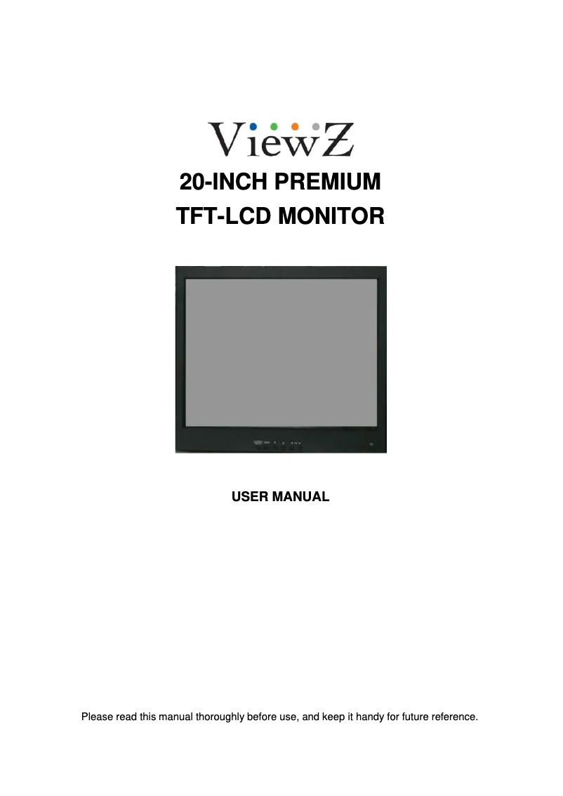 Page 1 de la notice Manuel utilisateur ViewZ Premium VZ-20RTH