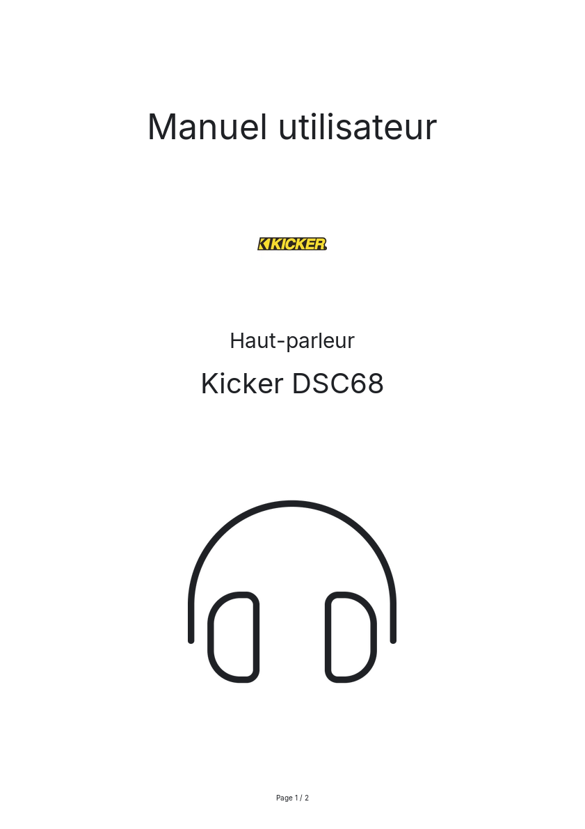 Page n°1 - Manuel utilisateur Kicker DSC68