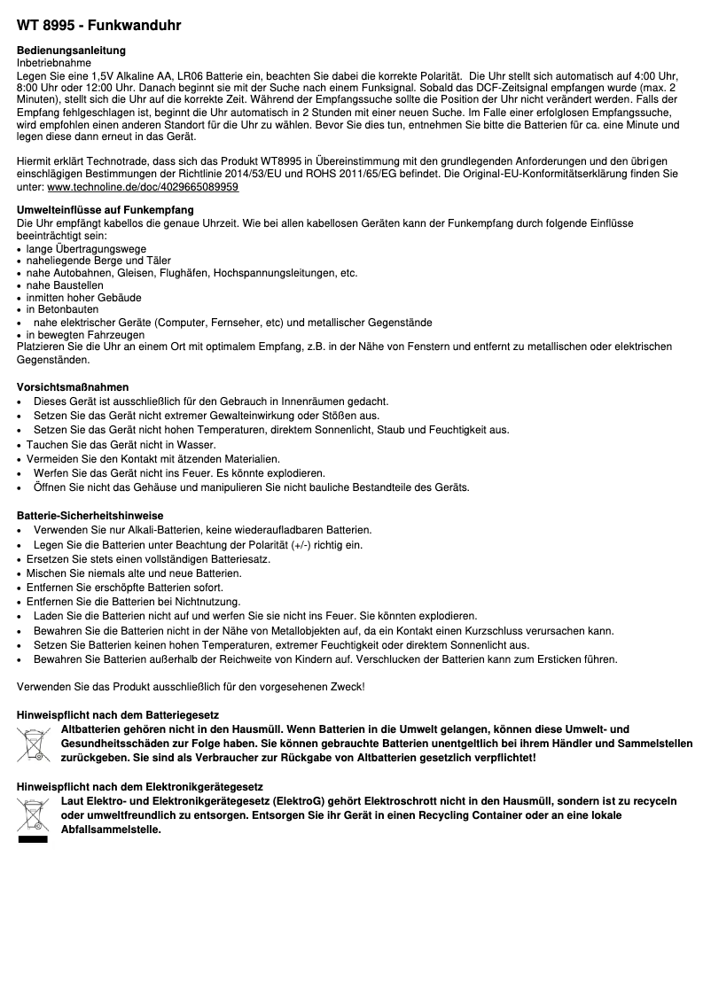 Image de la première page du manuel de l'appareil WT 8995