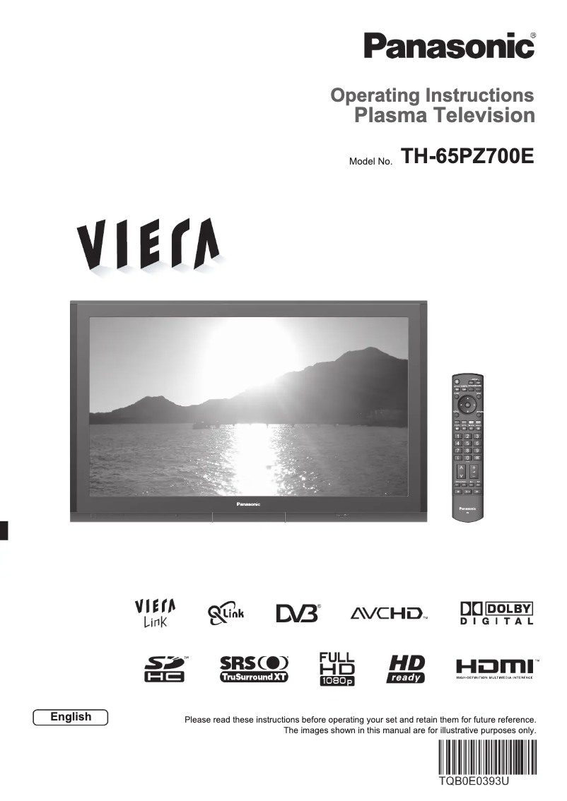 Image de la première page du manuel de l'appareil Viera TH-65PZ700E