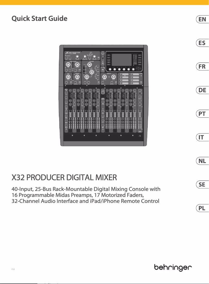 Page n°1 - Guide de démarrage rapide Behringer X32 Producer