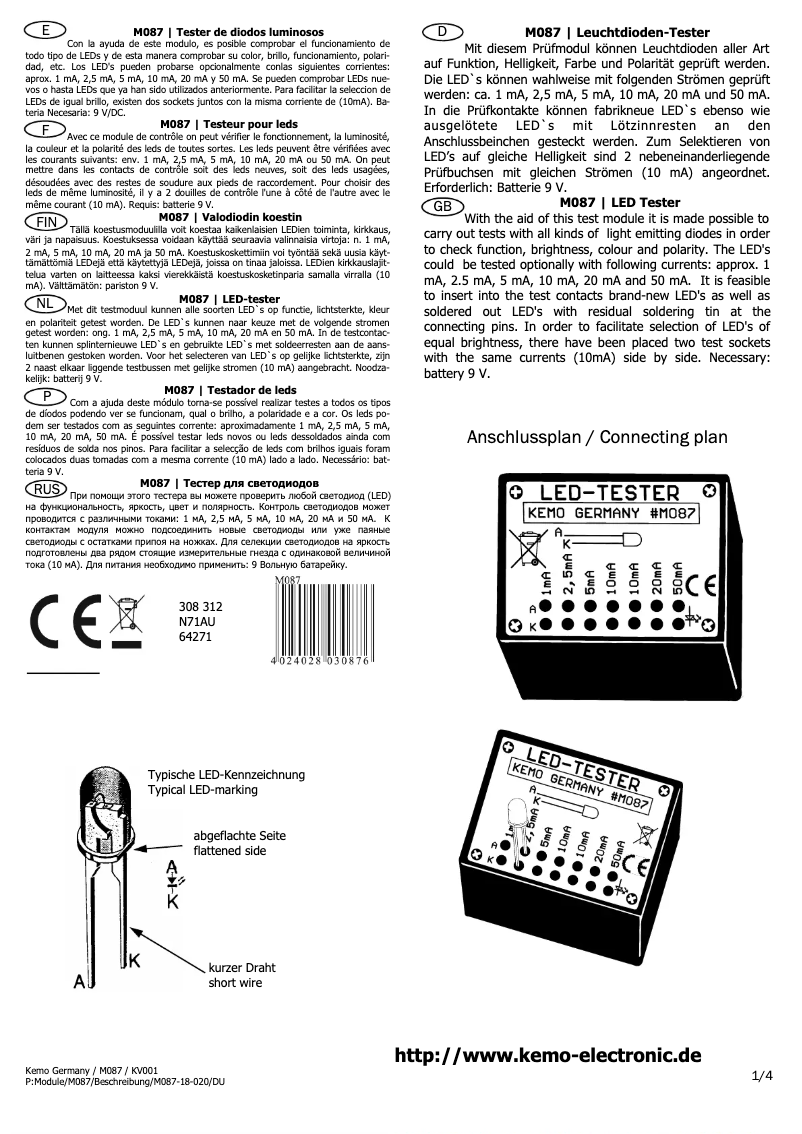 Page 1 de la notice Manuel utilisateur Kemo M087N