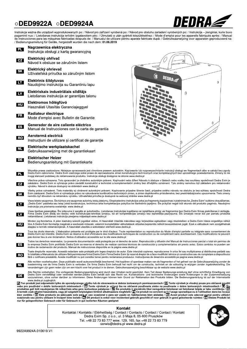 Page 1 de la notice Manuel utilisateur DEDRA DED9924A
