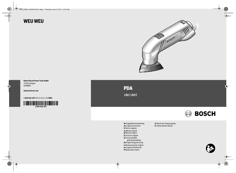 Page n°1 - Manuel utilisateur Bosch PDA 180 E