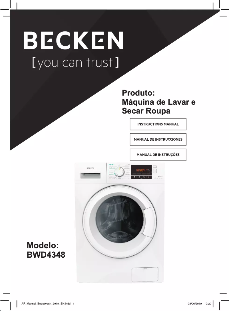 Page 1 de la notice Manuel utilisateur Becken BWD4348