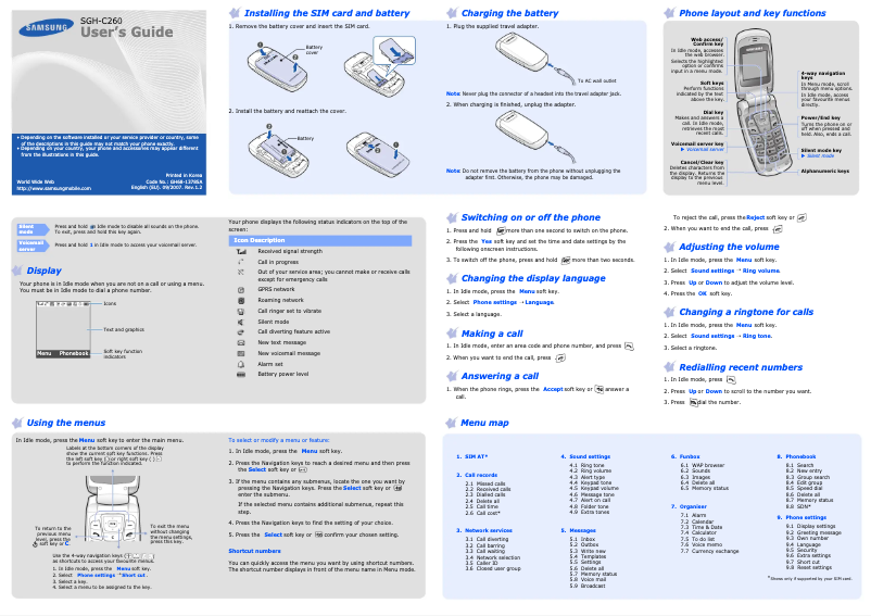 Image de la première page du manuel de l'appareil SGH-C260