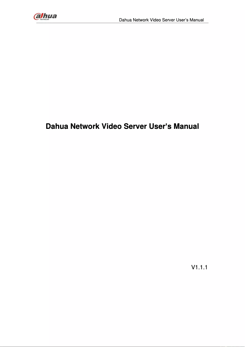 Page 1 de la notice Manuel utilisateur Dahua Technology NVS0104