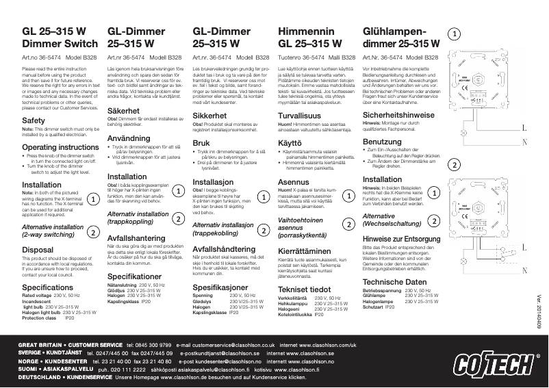 Page n°1 - Manuel utilisateur Cotech B328