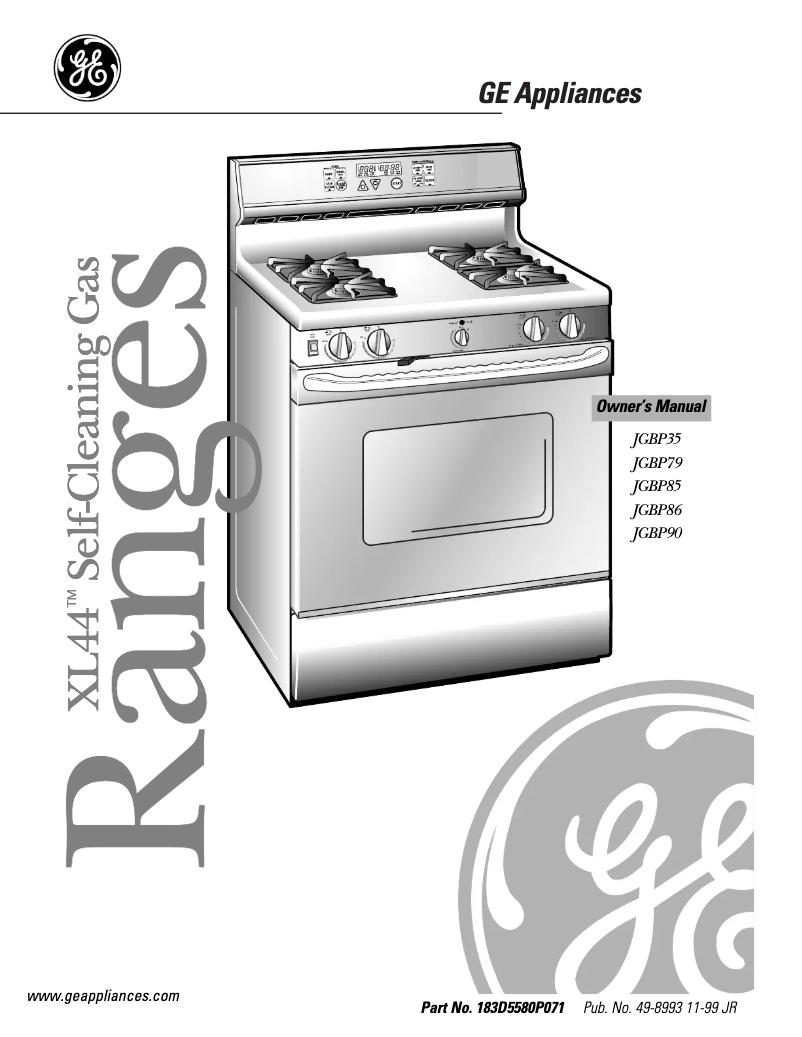 Image de la première page du manuel de l'appareil Profile Spectra JGBP79WEAWW