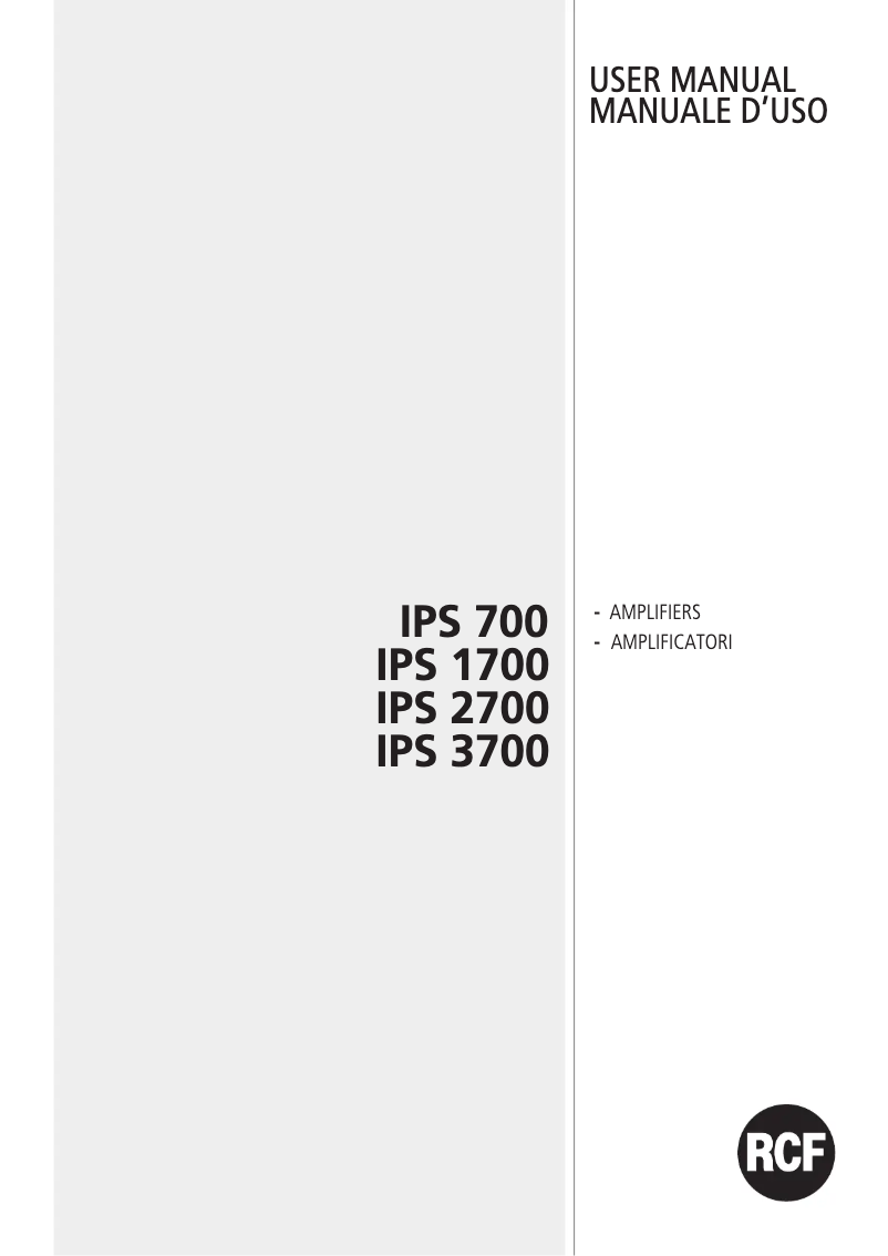 Page n°1 - Manuel utilisateur RCF IPS 1700