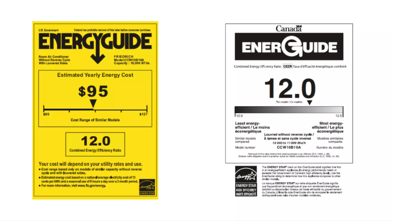 Page n°1 - Label énergétique Friedrich CCW10B10A